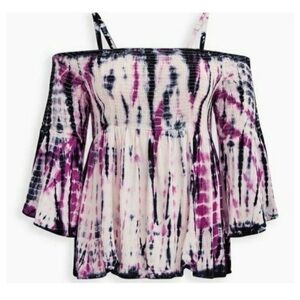 Torrid Pink and Purple Tie-Dye Off-Shoulder Blouse